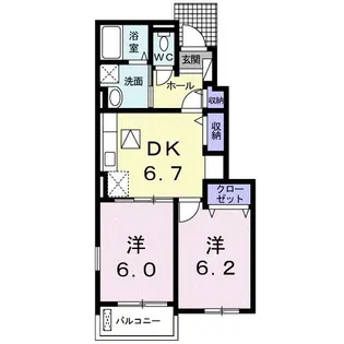 ヒルサイド II【1階】の間取り