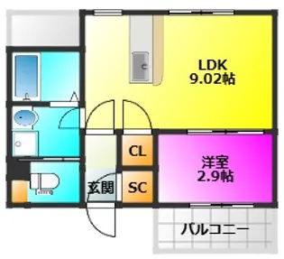 レジデンシャルジェム井尻駅【2階】の間取り