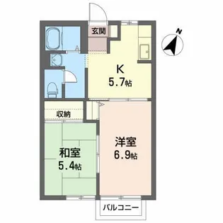 ディアス萩野 B【1階】の間取り
