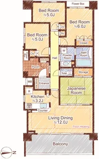 プラウド武蔵小杉【3階】の間取り