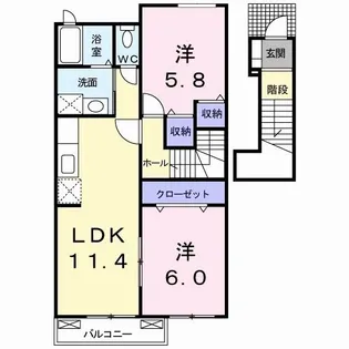 ジュネス B【2階】の間取り
