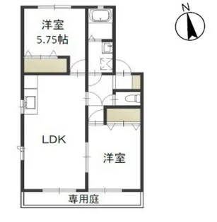 2LDKの間取り画像