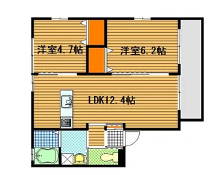 パインコート北大河【2階】の間取り