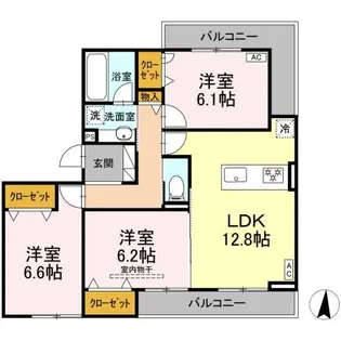 セレスティア本荘中ノ町 B【3階】の間取り