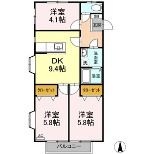 第3竹見荘【1階】の間取り