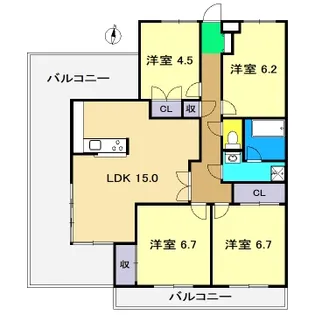 ユニテ・ラ・メールII【7階】の間取り