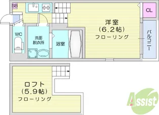 ハーモニーテラス栄2【2階】の間取り