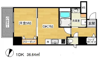 フォレ・リビエール磯辺通【7階】の間取り