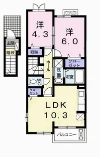 シャンブル【2階】の間取り