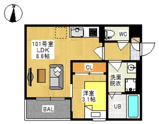 Regalest Cuore 平井【1階】の間取り