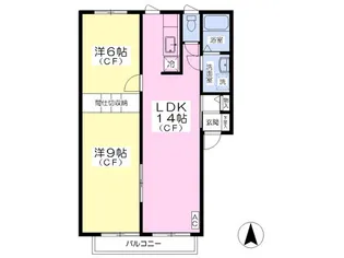 パルク遠見塚弐番館【1階】の間取り