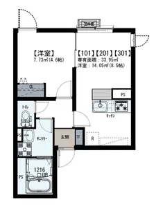 イクシオ南台【1階】の間取り