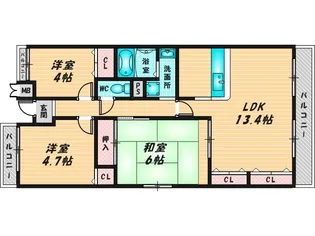 パルテール中小阪【3階】の間取り