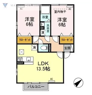 ヴィラージュ石山【1階】の間取り