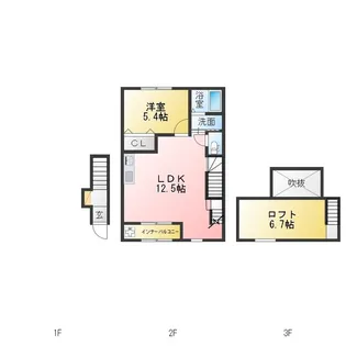 ブランキューブ加茂野町【2階】の間取り