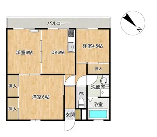 ロイヤルマンション黒髪I【3階】の間取り