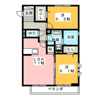 クレセールゆいの杜8丁目B【1階】の間取り