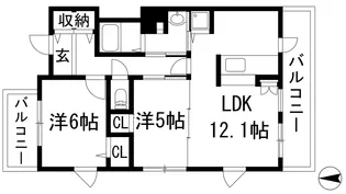グリーンヒルズ仁川5号棟【3階】の間取り