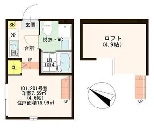 ハーモニーテラス平井【2階】の間取り