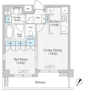 1LDKの間取り画像