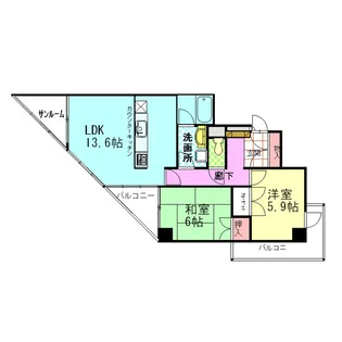 2LDKの間取り画像