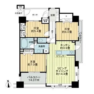 サーパス勝田駅前【8階】の間取り