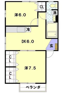 2DKの間取り画像