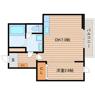 1DKの間取り画像