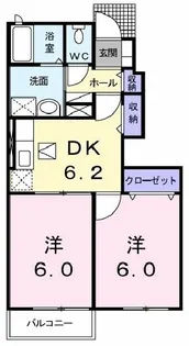 愛媛県四国中央市土居町野田【アパート】の間取り