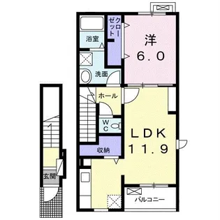 広島県大竹市黒川2【アパート】の間取り