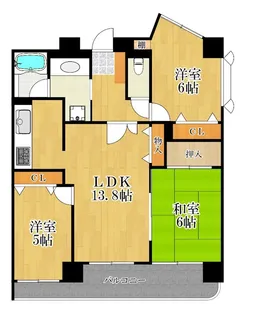 神奈川県横浜市鶴見区鶴見中央3【マンション】の間取り