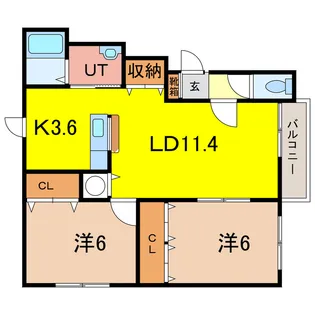 HKプラザ6条通【2階】の間取り