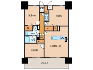 ロイヤルパークスERささしま【9階】の間取り