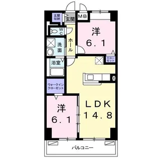 アルンドーインディカ 茨木【6階】の間取り