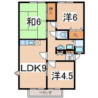 サンビレッジみない2番館【1階】の間取り