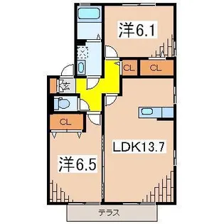 グランモア西湘A【1階】の間取り