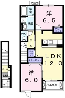 プラシード本浦 A【2階】の間取り