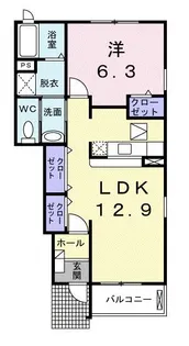 グリーンハウスD【1階】の間取り