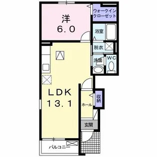 アンソレイエD【1階】の間取り