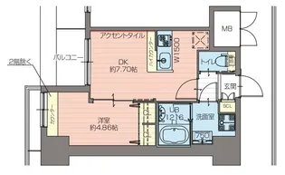 プレジオ難波ASIAN【13階】の間取り