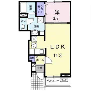 カーサフィオーレA【1階】の間取り