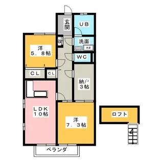 グレイスグリーン高畑【2階】の間取り