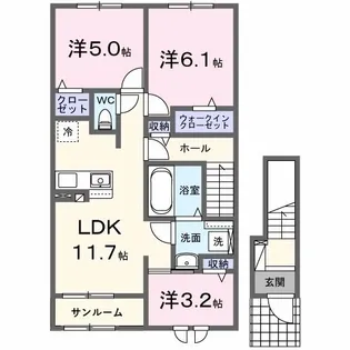 アンソレイエ高浜I【2階】の間取り