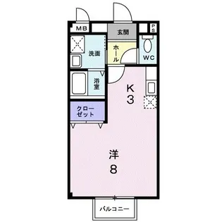 フライ・ハイト通古賀【1階】の間取り