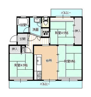 笠幡団地6号棟【5階】の間取り
