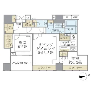ザ・パークハウスグラン三番町26【5階】の間取り