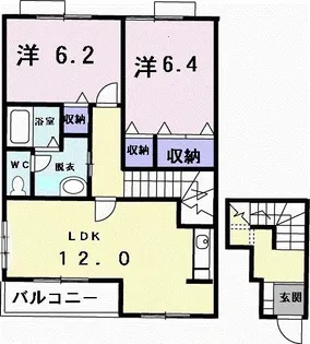 ソレアードB【2階】の間取り