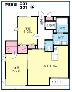 シャーメゾンガーデン福島B棟【2階】の間取り