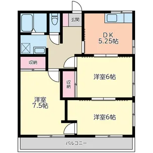 針ヶ谷ハイツ2号棟【2階】の間取り