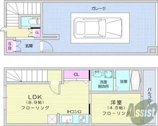 ディオーサガレージ【1階】の間取り